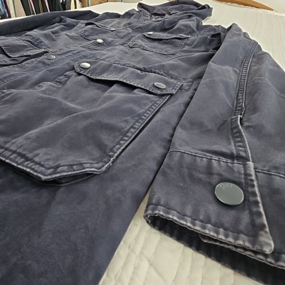DB Supply Coat Adult Men's Size Small Navy Blue Chore Coat Hoodie EUC Long - Picture 3 of 15